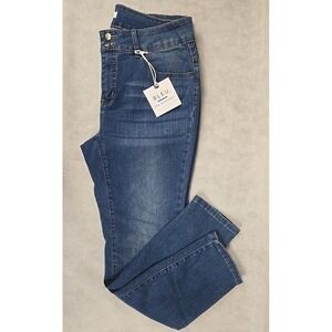 Bleu Jeans Womens Size 14W Mid Rise Ankle 2 Button Blue Denim Skinny NWT